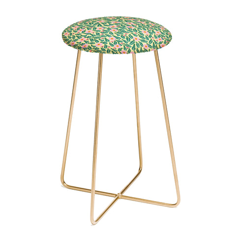 Hello Sayang Wild Daisies Yellow Counter Stool