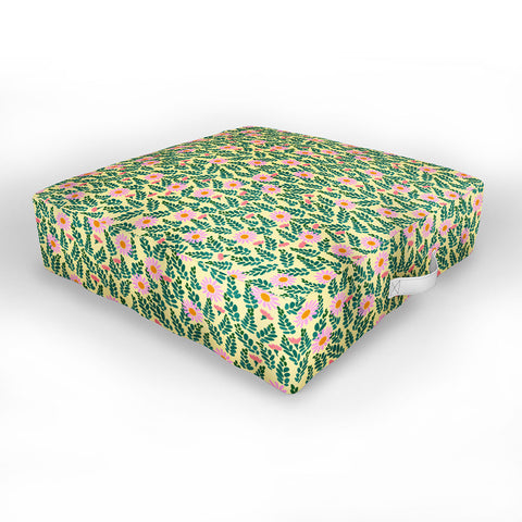 Hello Sayang Wild Daisies Yellow Outdoor Floor Cushion