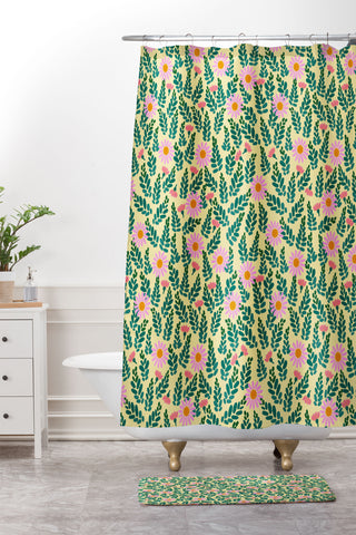 Hello Sayang Wild Daisies Yellow Shower Curtain And Mat
