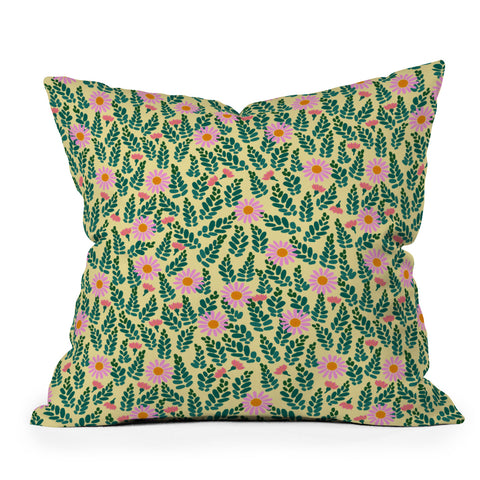 Hello Sayang Wild Daisies Yellow Throw Pillow