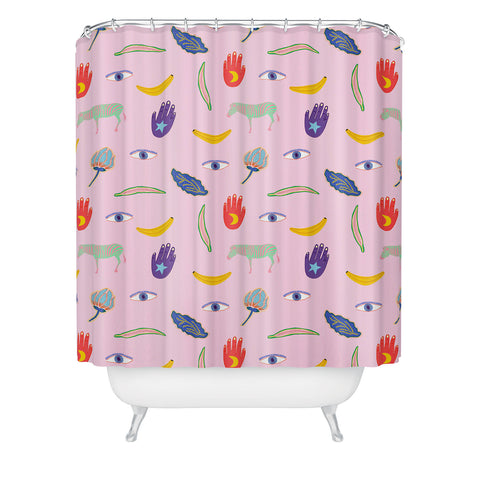 Hello Sayang WOW Pink Shower Curtain