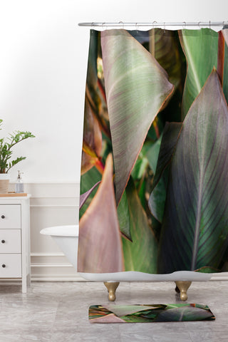 Hello Twiggs Abstract Leaves Shower Curtain And Mat