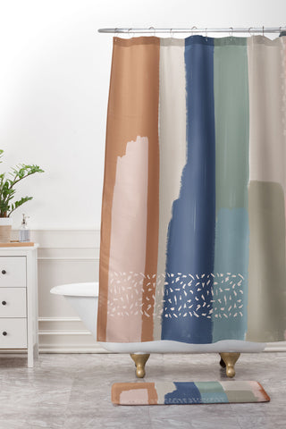Hello Twiggs Abstract Terracotta Shower Curtain And Mat