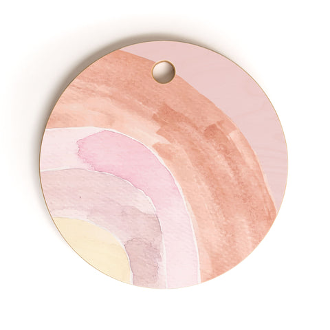 Hello Twiggs Abstract Watercolor Rainbow Cutting Board Round
