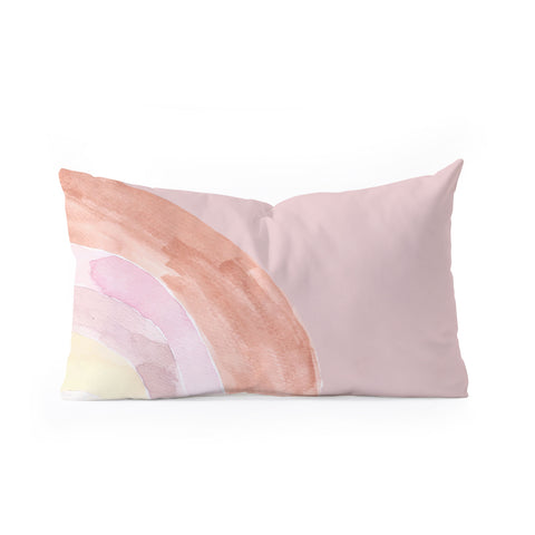 Hello Twiggs Abstract Watercolor Rainbow Oblong Throw Pillow