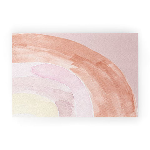 Hello Twiggs Abstract Watercolor Rainbow Welcome Mat