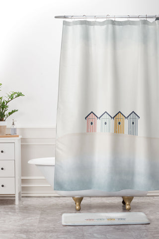 Hello Twiggs Beach Cabins Shower Curtain And Mat