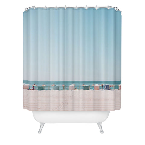 Hello Twiggs Beach Huts Shower Curtain