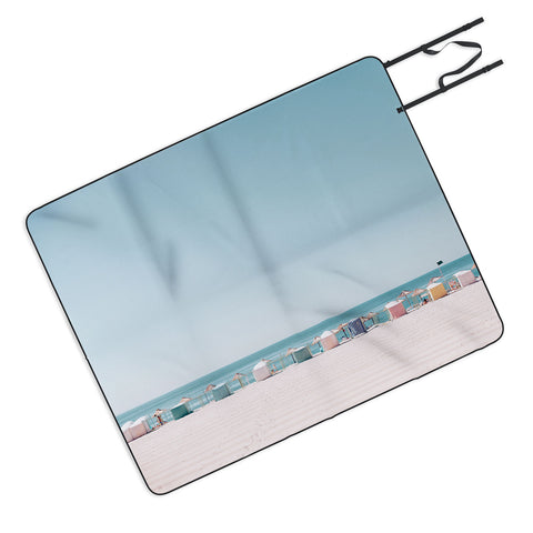 Hello Twiggs Beach Huts Picnic Blanket