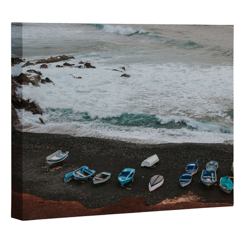 Hello Twiggs Black Sand Boats Art Canvas