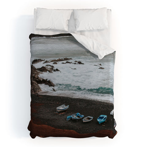 Hello Twiggs Black Sand Boats Duvet Cover
