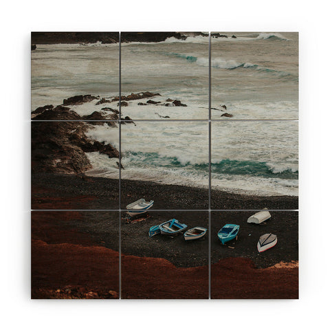 Hello Twiggs Black Sand Boats Wood Wall Mural