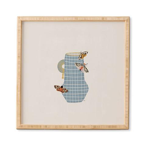 Hello Twiggs Blue Vase with Butterflies Framed Wall Art