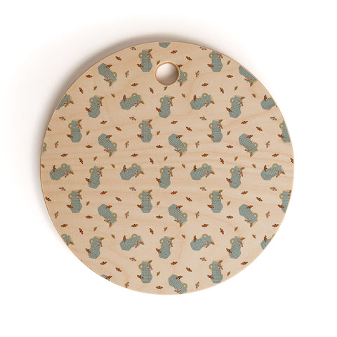 Hello Twiggs Blue Vase with Butterflies Cutting Board Round