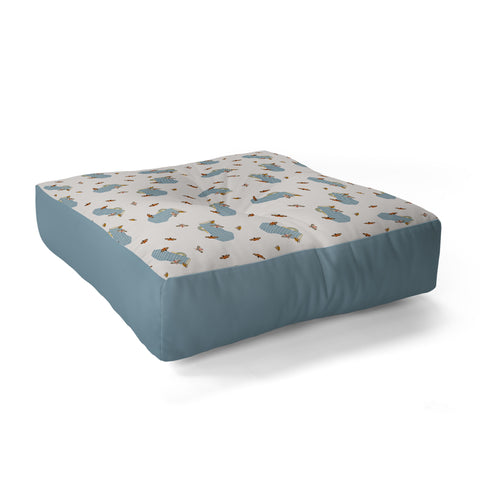 Hello Twiggs Blue Vase with Butterflies Floor Pillow Square