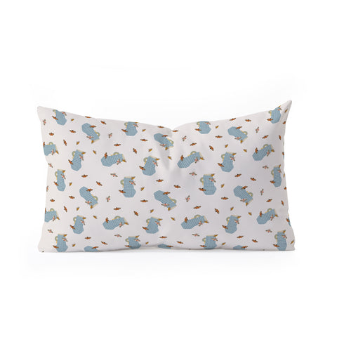 Hello Twiggs Blue Vase with Butterflies Oblong Throw Pillow