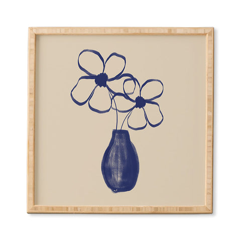 Hello Twiggs Blue Vase with Flowers Framed Wall Art