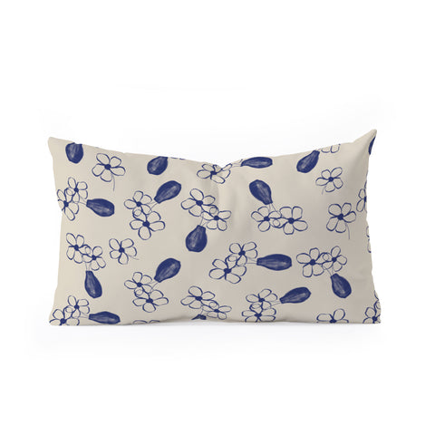 Hello Twiggs Blue Vase with Flowers Oblong Throw Pillow