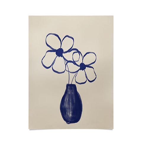 Hello Twiggs Blue Vase with Flowers Poster