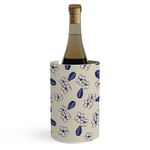 Hello Twiggs Blue Vase with Flowers Wine Chiller