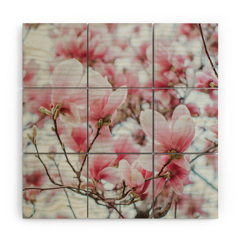 Hello Twiggs Blush Pink Magnolias Wood Wall Mural