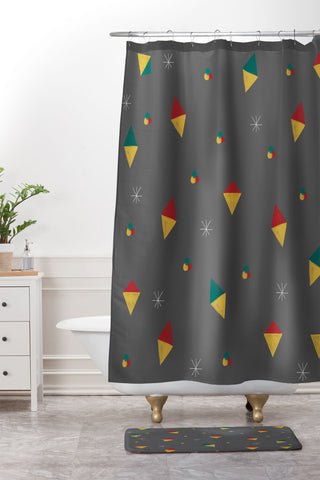 Hello Twiggs Bright and Merry Shower Curtain And Mat