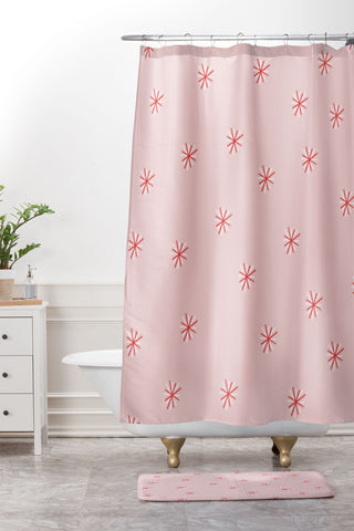 Hello Twiggs Candy Cane Stars Shower Curtain And Mat
