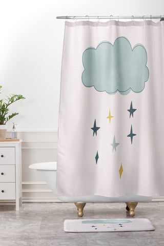 Hello Twiggs Clouds in the Sky Shower Curtain And Mat