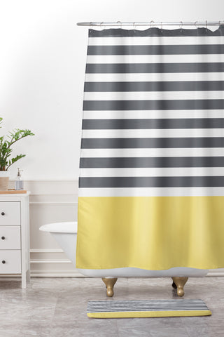Hello Twiggs Elegant Stripes Shower Curtain And Mat