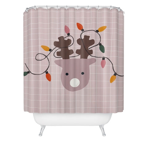 Hello Twiggs Fluffy Reindeer Shower Curtain