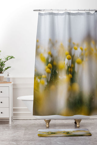 Hello Twiggs Foggy Daisies Shower Curtain And Mat