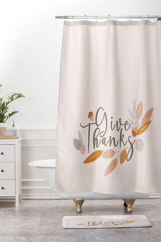 Hello Twiggs Give Thanks Celebration Shower Curtain And Mat