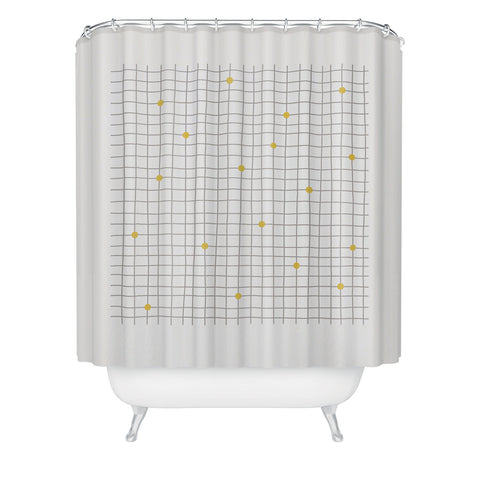 Hello Twiggs Grid and Dots Shower Curtain