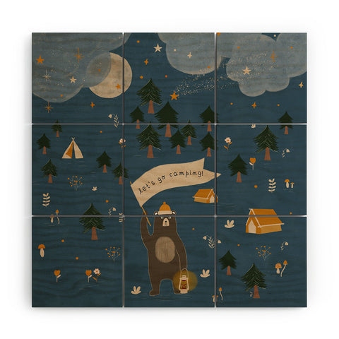 Hello Twiggs Lets go camping Wood Wall Mural