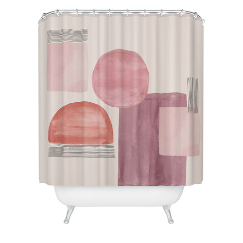Hello Twiggs Mid Century Pink Shower Curtain