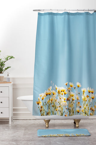 Hello Twiggs Minimal Daisies Shower Curtain And Mat