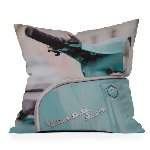 Hello Twiggs Mint Vespa Throw Pillow