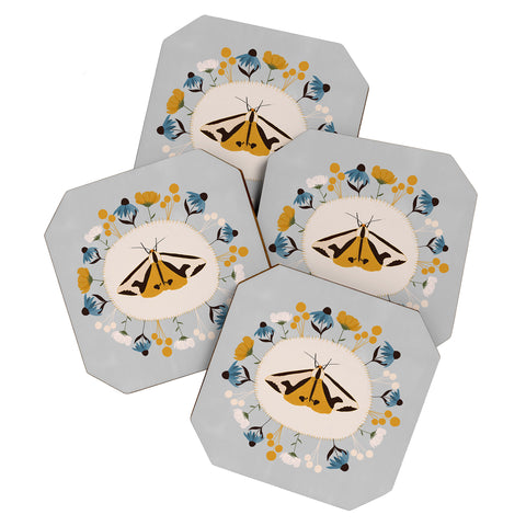 Hello Twiggs Moths and Flowers Coaster Set