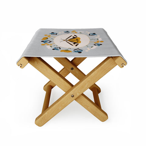 Hello Twiggs Moths and Flowers Folding Stool