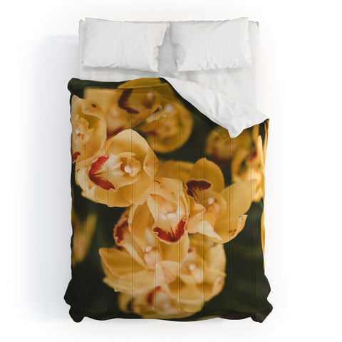Hello Twiggs Mustard Yellow Orchids Comforter