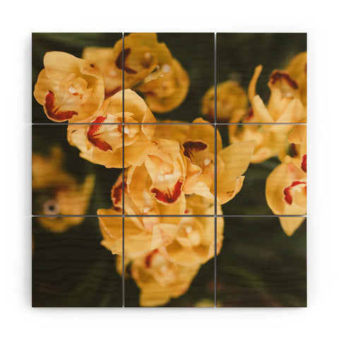 Hello Twiggs Mustard Yellow Orchids Wood Wall Mural