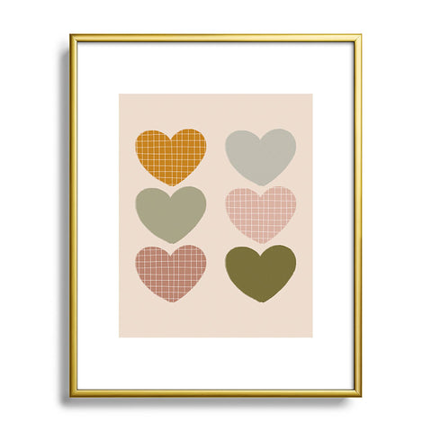 Hello Twiggs Muted Hearts Metal Framed Art Print