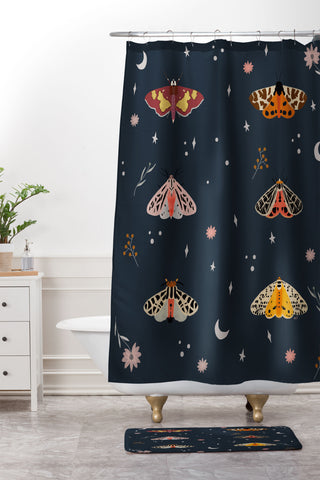 Hello Twiggs Nocturnal Moths Shower Curtain And Mat