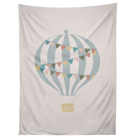Hello Twiggs Pastel Blue Hot Air Balloon Tapestry