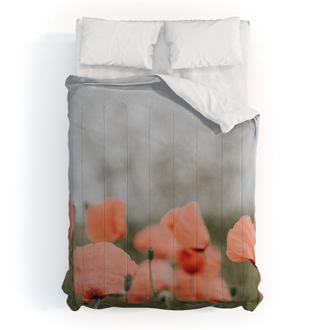 Hello Twiggs Peach Red Poppies Comforter