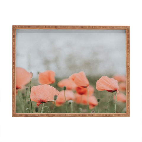Hello Twiggs Peach Red Poppies Rectangular Tray