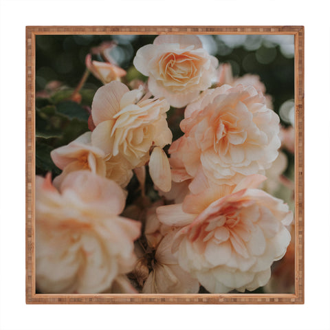 Hello Twiggs Peach Soft Flowers Square Tray