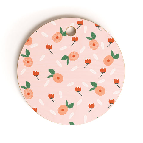 Hello Twiggs Peaches and Poppies Cutting Board Round