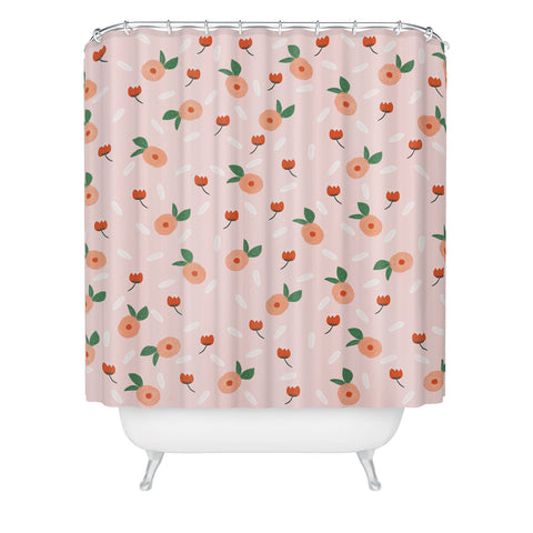 Hello Twiggs Peaches and Poppies Shower Curtain