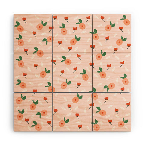 Hello Twiggs Peaches and Poppies Wood Wall Mural